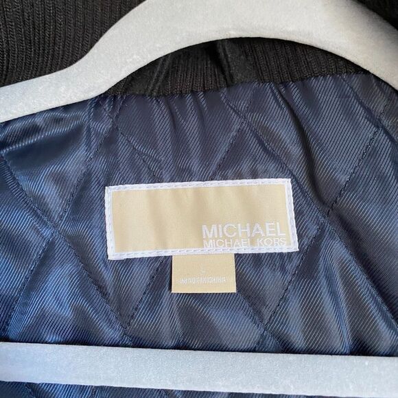 Michael Kors Field Truck Wool Jacket Coat Men's L Black Quilted Lined Minimalist - Picture 2 of 12